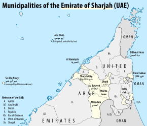 Sharja City in the northwest of the emirate