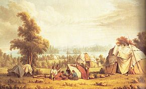 Village of the Ojibwa near Sault Sainte Marie 1846, painting by Paul Kane