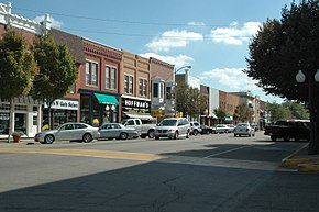 Eteläinen historiallinen Main Street -alue Princetonissa, Illinoisissa.  