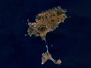 Satellite image of Ibiza (top) and Formentera (bottom)