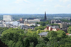 View of the centre of Bochum from the Bismarck Tower in the city park