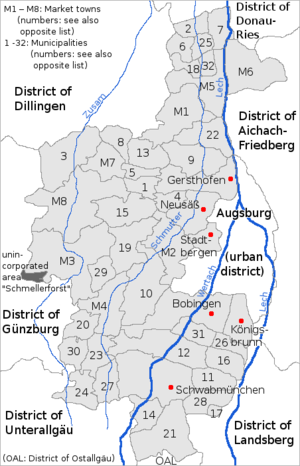 het district Augsburg