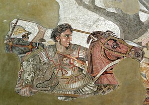 Aleksandro mozaika iš Faunų namų Pompėjoje, dabar saugoma Neapolio nacionaliniame archeologijos muziejuje