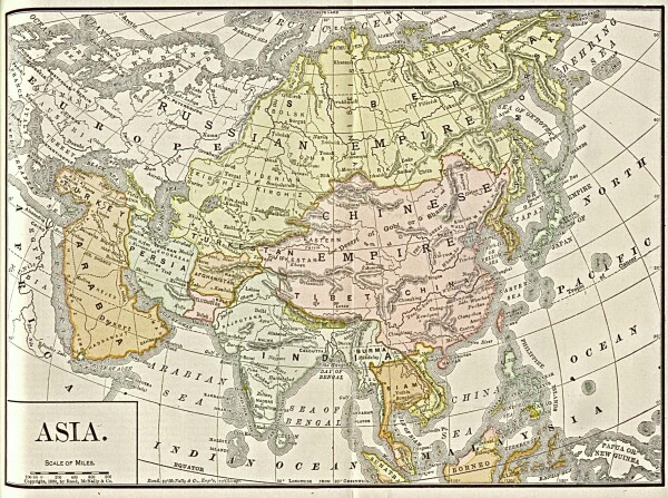Azijos žemėlapis, 1892 m.