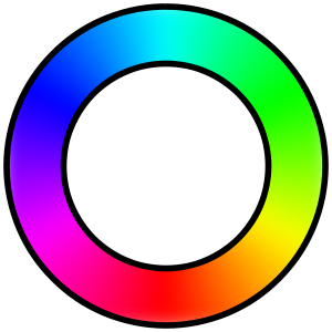Zichtbaar spectrum verpakt om violet en rood samen te voegen in een additief mengsel van magenta