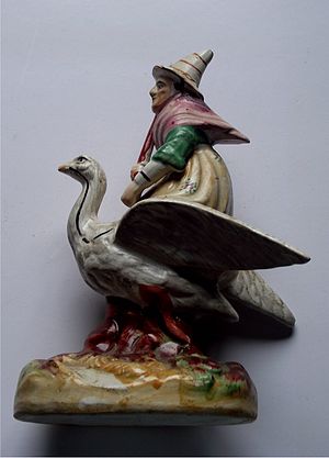 Staffordshiresta peräisin oleva 1800-luvun Äiti Hanhi -figuuri.  