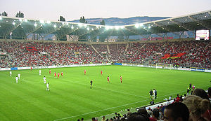 Suíça e Albânia jogando futebol