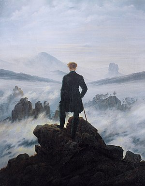 Caspar David Friedrich, Zwerver boven de zee van mist, 38.58 × 29.13 inches, 1818, Olieverf op doek, Kunsthalle Hamburg