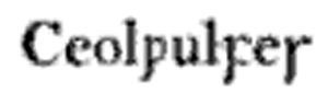 Jméno "Ceolwulf" v anglosaské abecedě; ze stránky anglosaské kroniky