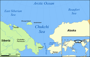 Mapa Čukotského mora.