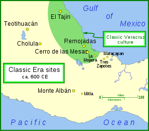 Teotihuacán en andere belangrijke nederzettingen uit het Klassieke Tijdperk.