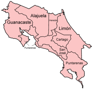 Cele șapte provincii din Costa Rica