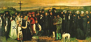古斯塔夫-库尔贝，《奥尔南的葬礼》，1849-1850，布面油画，奥赛博物馆，巴黎。
