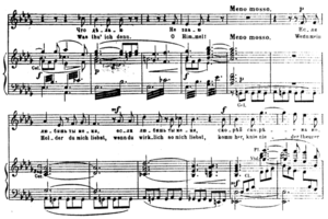 Uma página de uma partitura piano-vocal (da ópera William Ratcliff, de César Cui). Tocar
