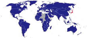 Countries that have embassies from Japan