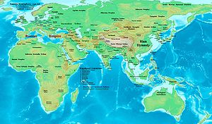 Oostelijk halfrond in 50, in het midden van de 1e eeuw