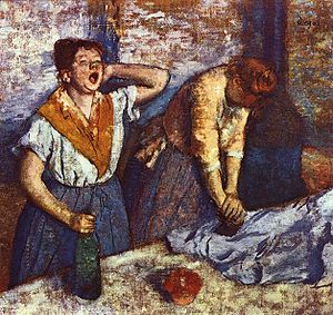 Twee strijkende vrouwen door Edgar Degas