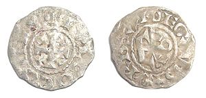 Mynt som präglades i Anjou av Fulk Réchin.  