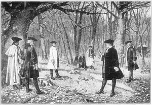 Pintura de Alexander Hamilton en un duelo con Aaron Burr