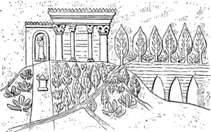 Visutá zahrada, asyrský výklad  