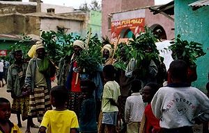 Een regendans die wordt uitgevoerd in Harar Oost Ethiopië.