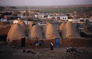 Casas tradicionais de "colméias" de tijolos de lama na aldeia de Harran, Turquia.