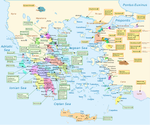 Mapa Homérova Řecka  