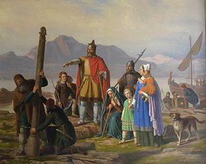 Um quadro moderno (1850) dos primeiros colonos medievais que chegaram à Islândia
