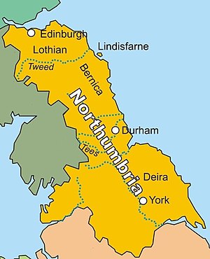 Northumbrian kuningaskunta vuonna 802 jKr.  