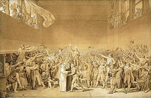 Schets van Jacques-Louis David van de Eed van de Tennisbaan. David werd later plaatsvervanger in de Nationale Conventie in 1792.