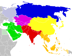Division of Asia into regions by the UNSD North Asia Central Asia Near East (West Asia) South Asia East Asia Southeast Asia