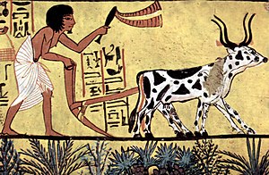 Погребальная камера Сеннеджема: пашущий земледелец, 1200 г. до н.э.