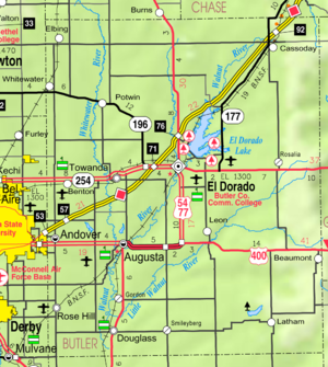 KDOT:s karta över Butler County från 2005 (kartlegend)  