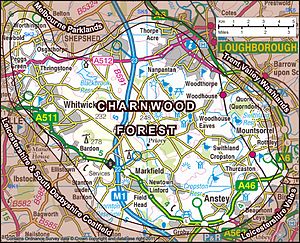 Charnwood Forest, jak jej definovala organizace Natural England