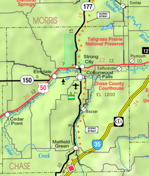 Chase Countyn KDOT-kartta vuodelta 2005 (kartan selite)  