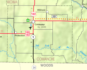 KDOT:s karta över Comanche County från 2005 (kartlegend)  