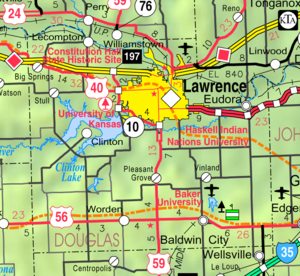 Douglasin piirikunnan KDOT-kartta vuodelta 2005 (kartan selitys).  