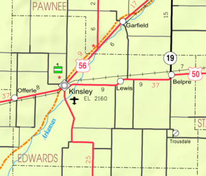 Mapa del KDOT de 2005 del condado de Edwards (leyenda del mapa)  