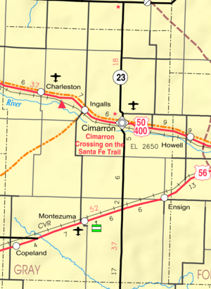 Mapa del KDOT de 2005 del condado de Gray (leyenda del mapa)  