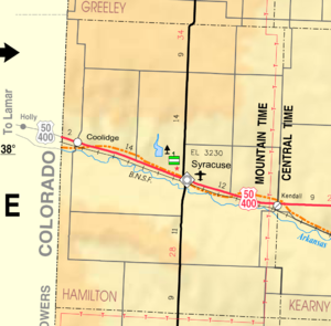 KDOT:s karta över Hamilton County från 2005 (kartlegend)  