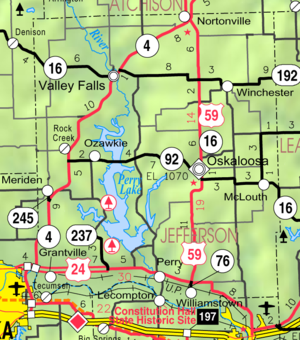KDOT:s karta över Jefferson County från 2005 (kartlegend)  