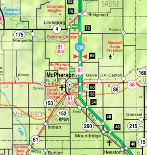 2005 KDOT Kaart van McPherson County (kaartlegende)  