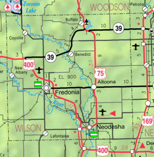 2005 KDOT Map of Wilson County från KDOT (kartlegend)  
