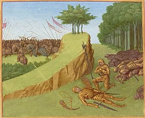 Death of Roland. In: Grandes chroniques de France by Jean Fouquet, Tours, ca. 1455-1460.