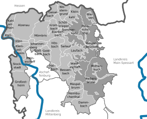 Steden en gemeenten in Landkreis Aschaffenburg  