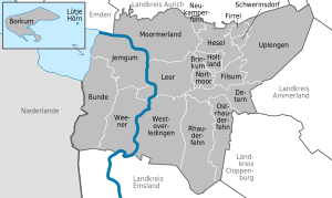 Steden en gemeenten in Landkreis Leer  