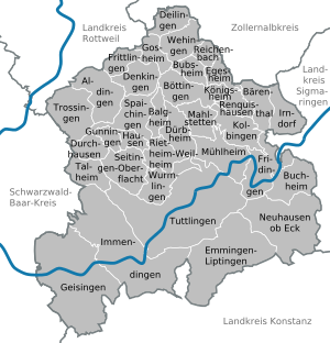 Städer och kommuner i distriktet Tuttlingen  