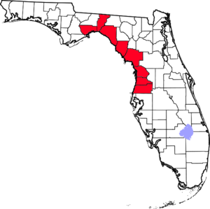 Mapa přírodního pobřeží Floridy  