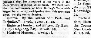 In 1816 nam de redactie van The New Monthly Magazine nota van de publicatie van Emma. Zij vond het echter niet belangrijk genoeg om het te herzien.