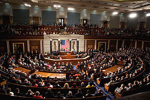 Example of a modern parliament: The US Congress during a governmental declaration by President Barack Obama.
